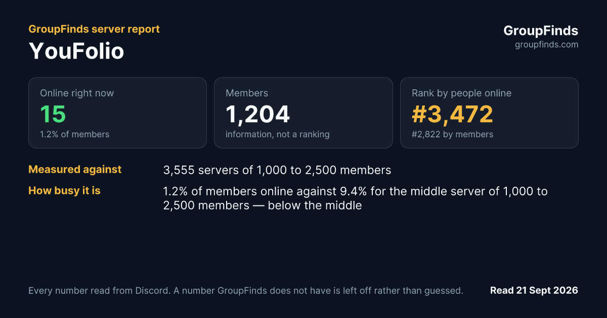 YouFolio's GroupFinds server report