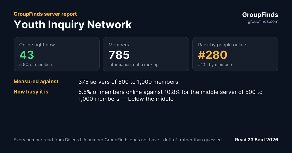Youth Inquiry Network's GroupFinds server report