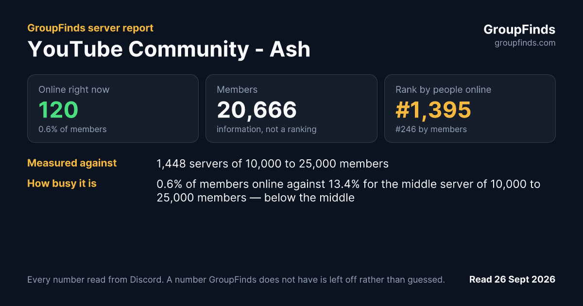 YouTube Community - Ash's GroupFinds server report