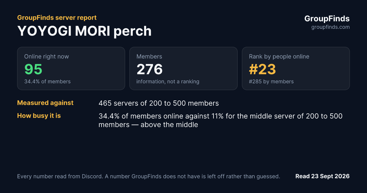YOYOGI MORI perch's GroupFinds server report