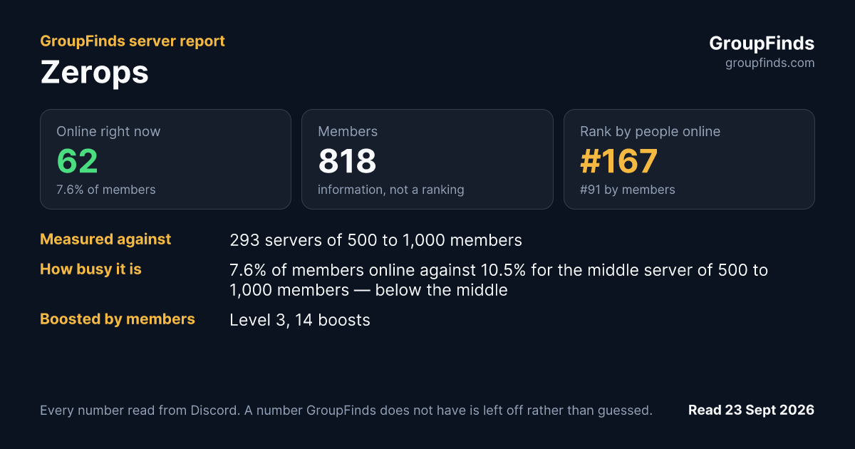 Zerops's GroupFinds server report
