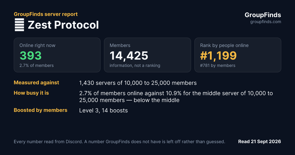 🍊 Zest Protocol's GroupFinds server report