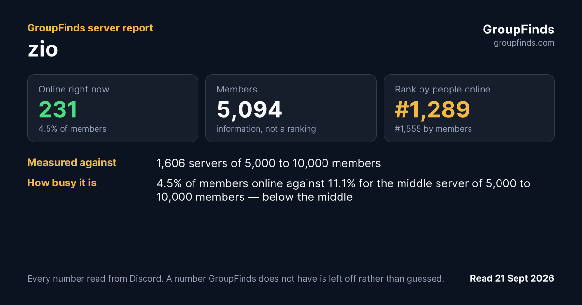 zio's GroupFinds server report